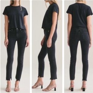 AGolde Toni black wash chewed hem skinny jean 24